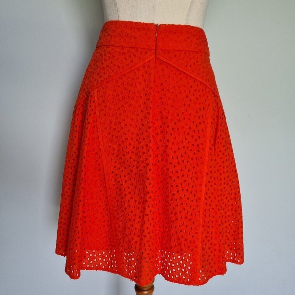 Review Bright Orange Cotton Eyelet A-Line Skirt Size 8 - Picture 4 of 6